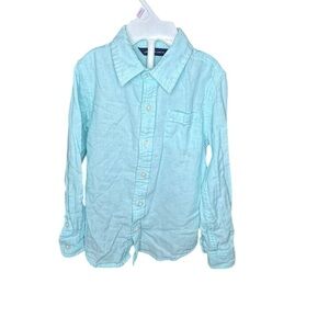 Janie and Jack mint green cotton button down shirt sz 4 k140
